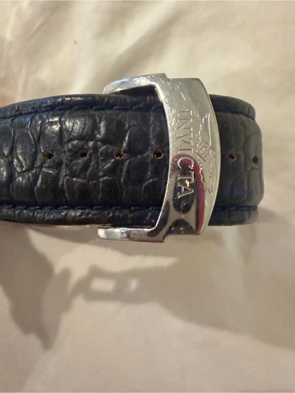 Invicta Men’s Silver Case Watch with Black Leather Strap Model 4224